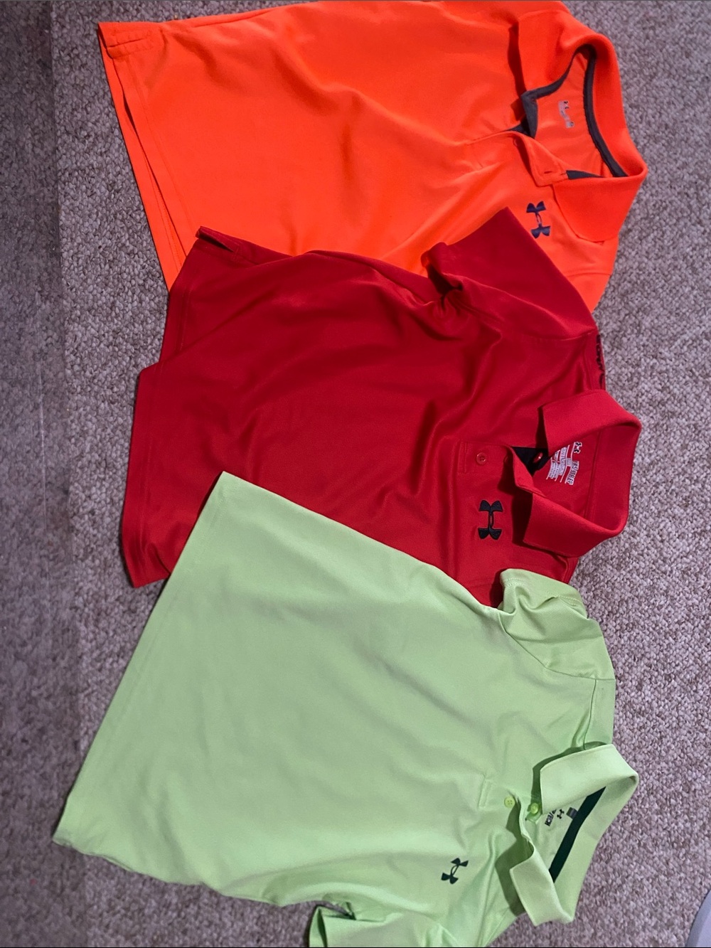 3 Boys Under Armour Polo Pack - Orange, Red & Light Green
